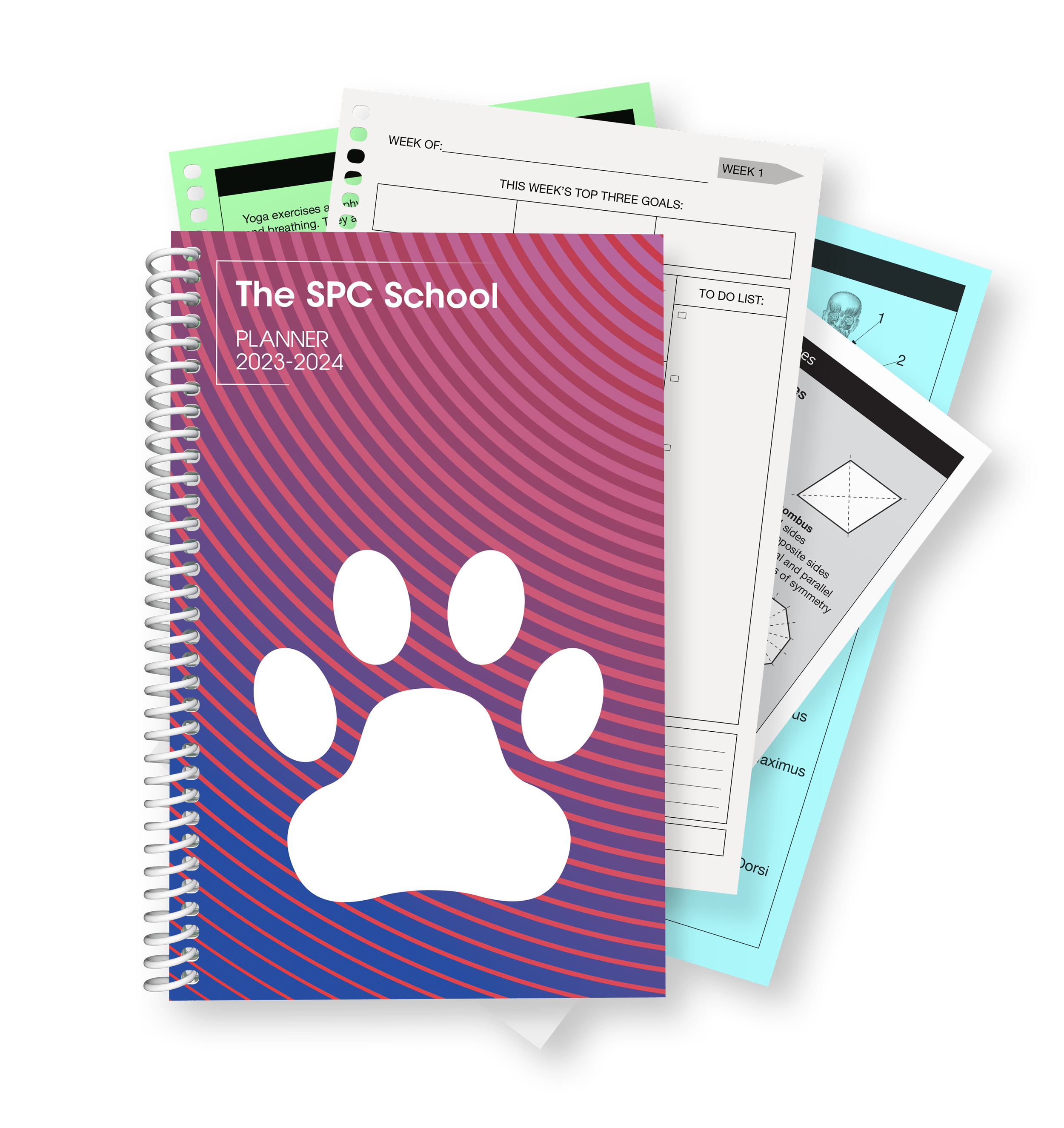 custom student planner with colored interior planning pages