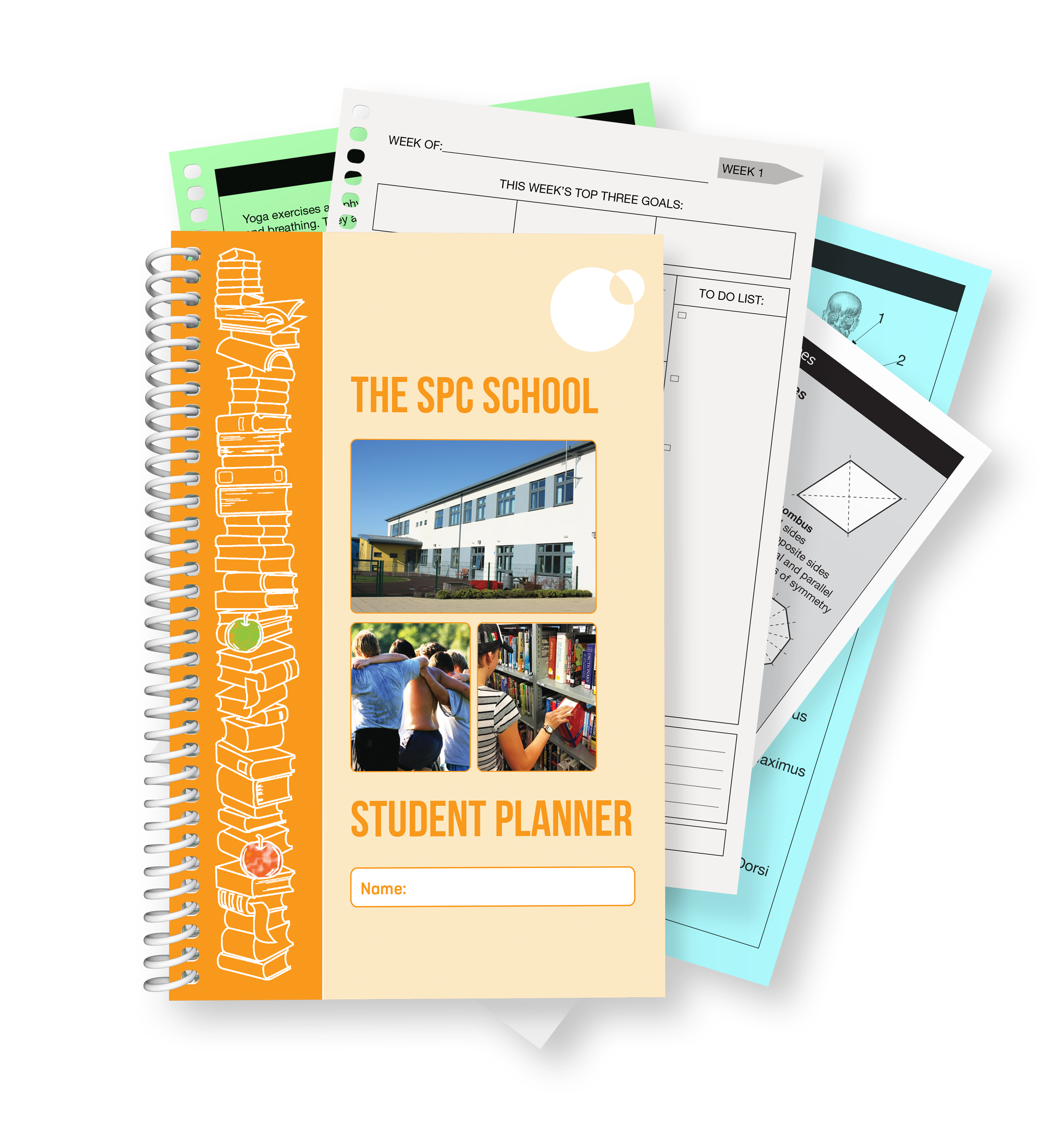 custom student planner with colored interior planning pages